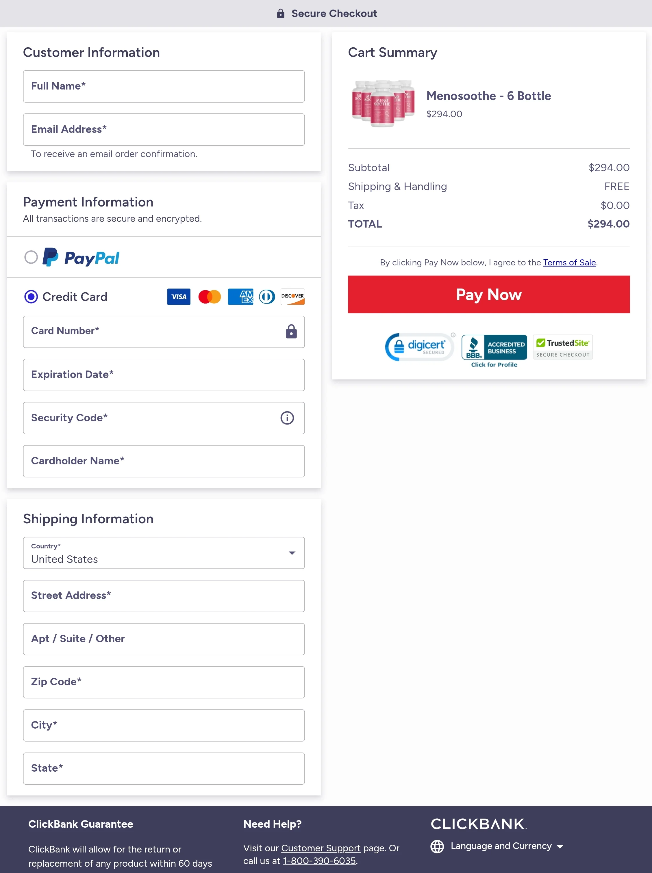 Menosoothe order form